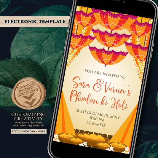 Haldi invitations Digital Haldi invites, Pithi invitations & Mehndi invitations, Digital Pithi invites as Dholki invitations Mehndi invite