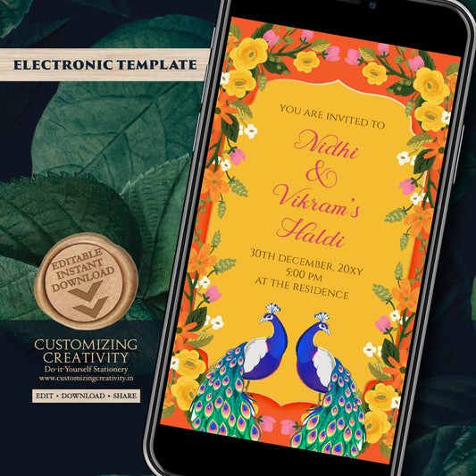 Digital Haldi invites Mehndi invitations, Haldi invitations & Mayoun invitations, Digital Mayoun invites as Dholki invitations Mehndi invite