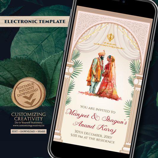 Sikh wedding invites Digital Punjabi invitations, Anand Karaj invitation & Sikh invites, Anand Karaj invitations Digital Sikh Wedding cards