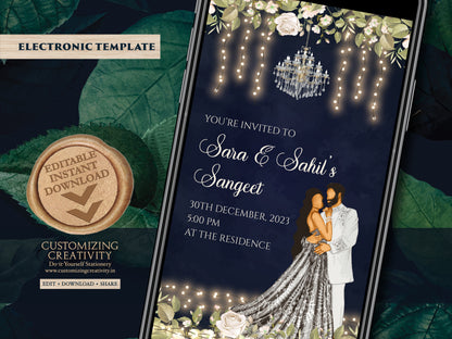Digital Sangeet cards & Indian Sangeet invitations, Sangeet invites as Wedding Sangeet card, Indian invitations as Indian Sangeet invites
