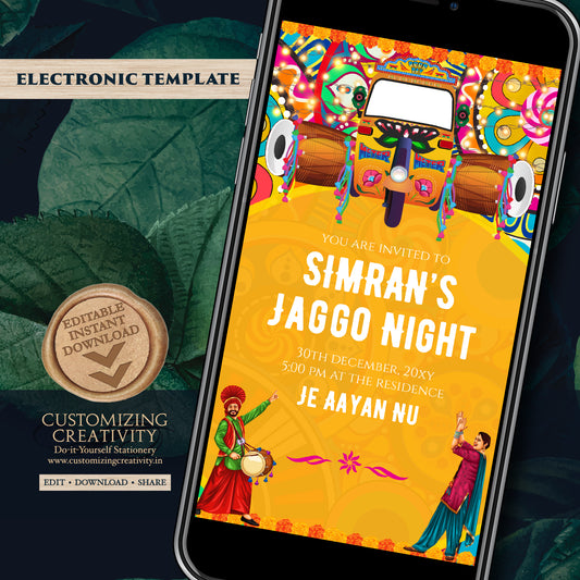 Digital Jago Night invitation as Jago night invites as Jago cards, Jaggo invitations Digital Jago invites, Jaggo invites & Jago invitations