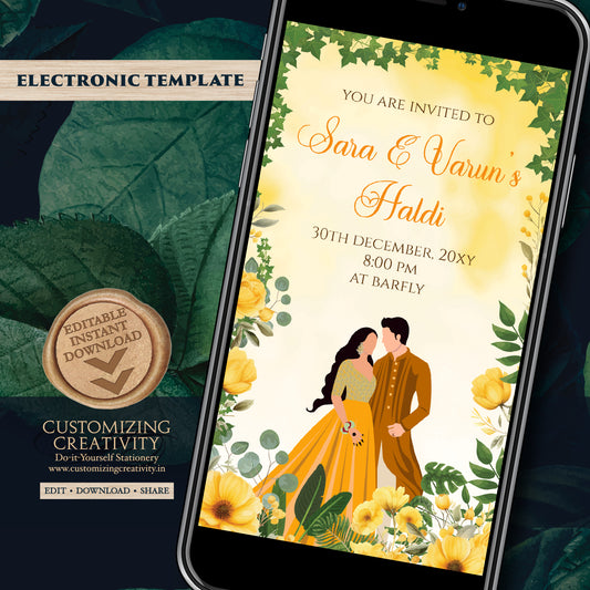 Haldi invitations Digital Haldi invites, Mayoun invitations & Mehndi invitations, Digital Mayoun invites as Dholki invitations Mehndi invite