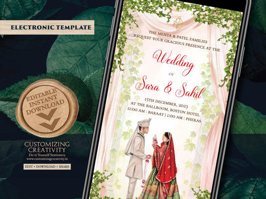 Indian Wedding invitations & Indian invitations, Digital Indian Wedding invites as Hindu Wedding invitations, Digital Hindu wedding invites