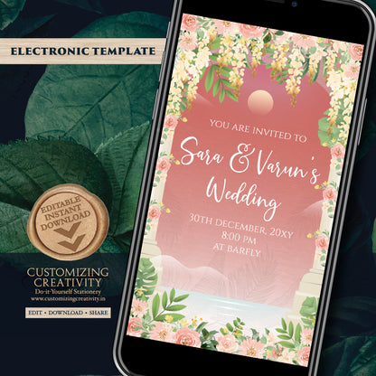 Digital Indian invitation Indian wedding card, Hindu Wedding invite & Indian wedding invite as Hindu Wedding cards Indian Wedding invitation