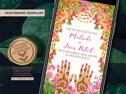 Mehendi invitations, Mehndi invitations as Mendhi invites, Henna Party invites Mehndi Invites, Mendhi Night invites & Digital Mehndi invites