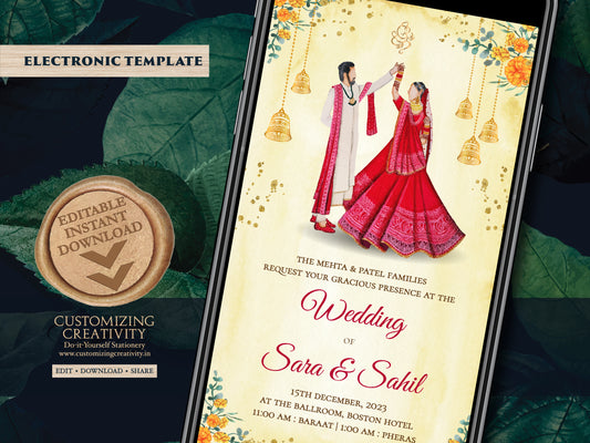 Hindu invitations as Hindu wedding invites, Indian Wedding cards & Indian invitations, Indian Wedding invites as Digital Hindu Wedding cards