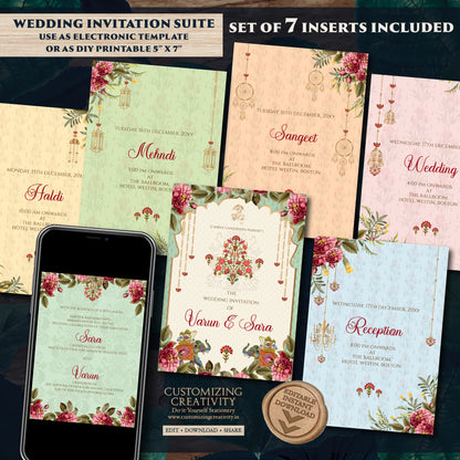 Indian wedding invitations Digital Gujarati Kankotri, Digital Hindu Wedding invitation & Indian Wedding invite, Hindu wedding invite digital
