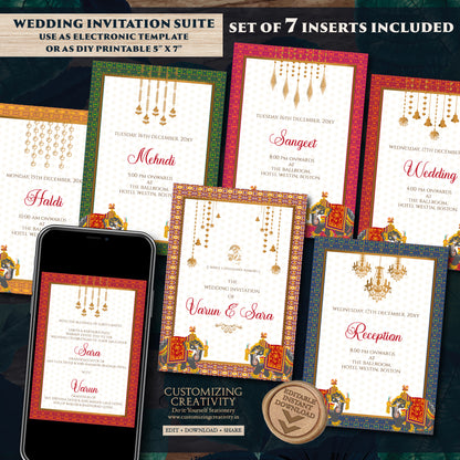 Gujarati Kankotri Indian wedding invitation, Hindu wedding invite as Digital Hindu Wedding card, Hindu wedding invitation Indian wedding
