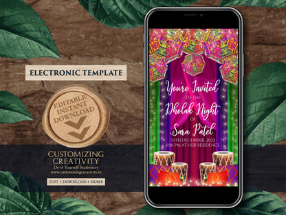 Muslim Dholak night invites, Punjabi Dholki invites digital as Muslim Dholki invitation, Dholak invitation & Pakistani Dholak Invite Digital