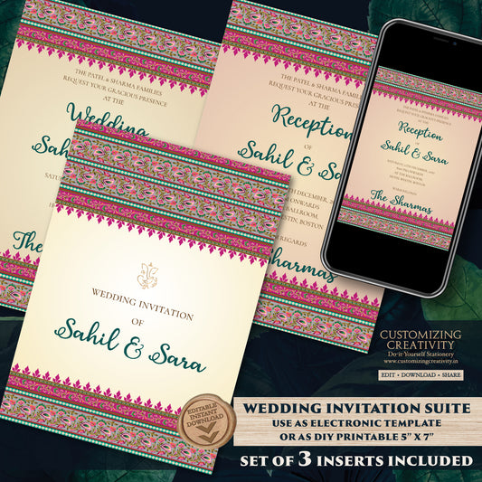 Digital Hindu Wedding cards & Indian wedding invitation, Indian wedding card as Hindu Wedding invite, Hindu Wedding Invitation Indian invite
