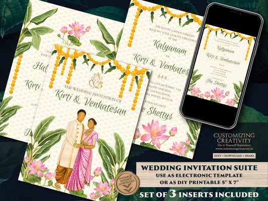 Tamil Wedding invites & Tamil wedding cards, South Indian Wedding invitation as Tamil Wedding invitations, South Indian invitations Tamil