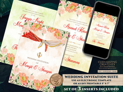 Sikh wedding cards Anand Karaj invitations, Punjabi wedding cards & Sikh wedding invitations, Punjabi invitations as Anand Karaj invites