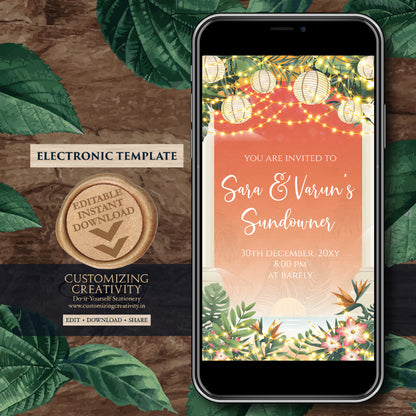 Indian Wedding After Party invite Digital Wedding Cocktail invite, Indian Youngsters Party invite & Digital Indian Cocktail Party invitation