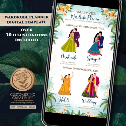 Indian wedding Timeline Indian wedding itinerary, Digital Hindu Wedding Wardrobe Planner & Indian Wedding Program, Hindu Wedding Program