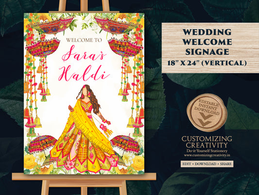 Haldi decor signs as Pithi signs, Haldi posters as Welcome to Haldi Signs & Haldi Welcome Signs, Wedding Haldi signs as Haldi decoration