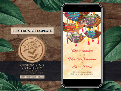 Mehndi invitations, Mendhi invites as Henna Party invites, Mehndi Invites, Henna Night invitations Electronic DIY & Digital Mehndi invites