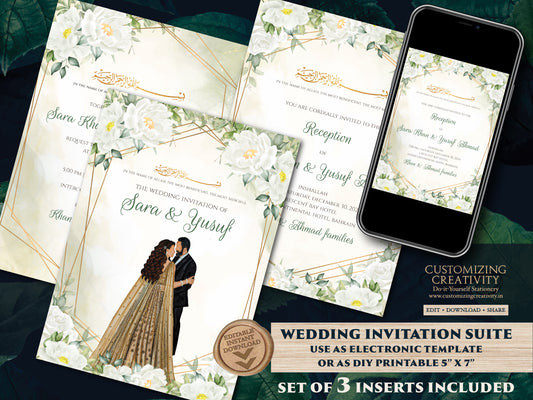 Muslim wedding Invitations Islamic wedding cards & Pakistani wedding Invitation Digital, Digital Nikkah invitation as Digital Nikkah invites