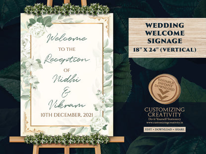 Reception Welcome Signs as Indian Wedding Welcome Signs, Reception Signage Entry as Hindu Welcome Sign, Sangeet signage as Anand Karaj signs