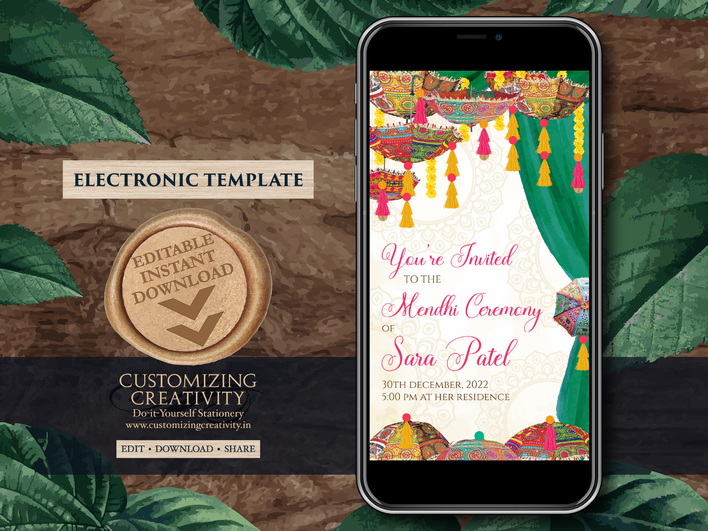 Mehndi invitations as Mendhi invites, Henna Party invites Mehndi Invites, Mendhi Night invites & Digital Mehndi invites, Mehendi invitations