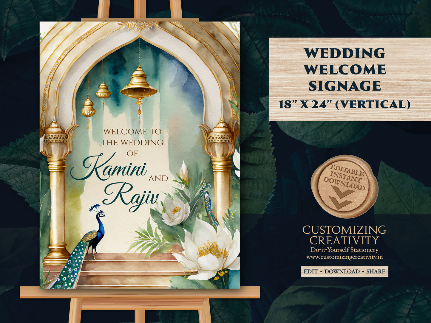 Hindu wedding sign & Indian Wedding decor, Desi Wedding Sign as Anand Karaj welcome sign, Indian Wedding Welcome sign as Sikh wedding sign