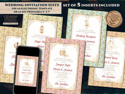 Sikh Wedding cards as Indian Wedding invitations Pastel, Anand Karaj Wedding cards Sikh & Sikh invitations Indian, Anand Karaj invite Indian