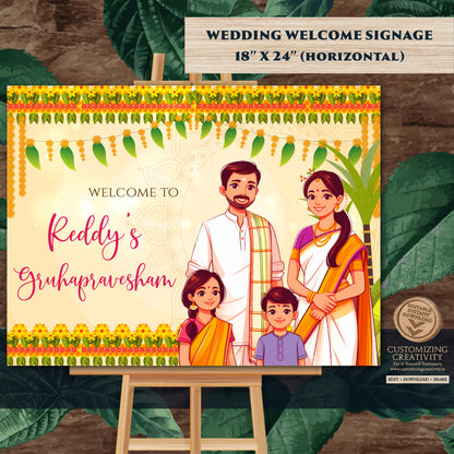Gruhapravesam signs Indian Housewarming welcome signs, Gruhapravesam Welcome signs Indian Housewarming sign & Grihapravesh Welcome sign