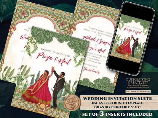 Indian wedding invitation Hindu Wedding invite, Digital Indian cards Hindu Wedding cards, Hindu invitation & Hindu Wedding Invitation Indian