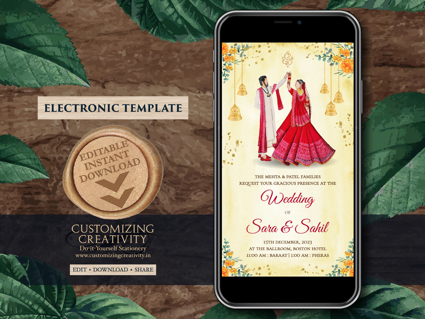 Hindu invitations as Hindu wedding invites, Indian Wedding cards & Indian invitations, Indian Wedding invites as Digital Hindu Wedding cards