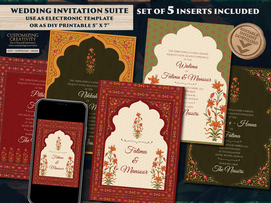 Muslim Wedding Invitations Digital as lslamic Wedding invites, Muslim Wedding cards Nikaah & Islamic invitation Nikkah invitations Pakistani