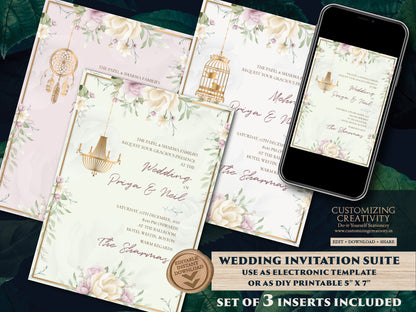 Indian invitations Wedding a Floral invitation cards Hindu wedding, Pastel Indian Invites, Floral Shaadi cards Indian & Sikh Wedding Invite