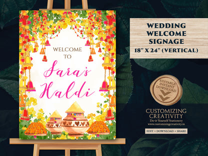 Welcome to Haldi Signs & Haldi Welcome Signs, Wedding Haldi signs as Haldi decoration, Haldi decor signs as Pithi signs, Haldi posters
