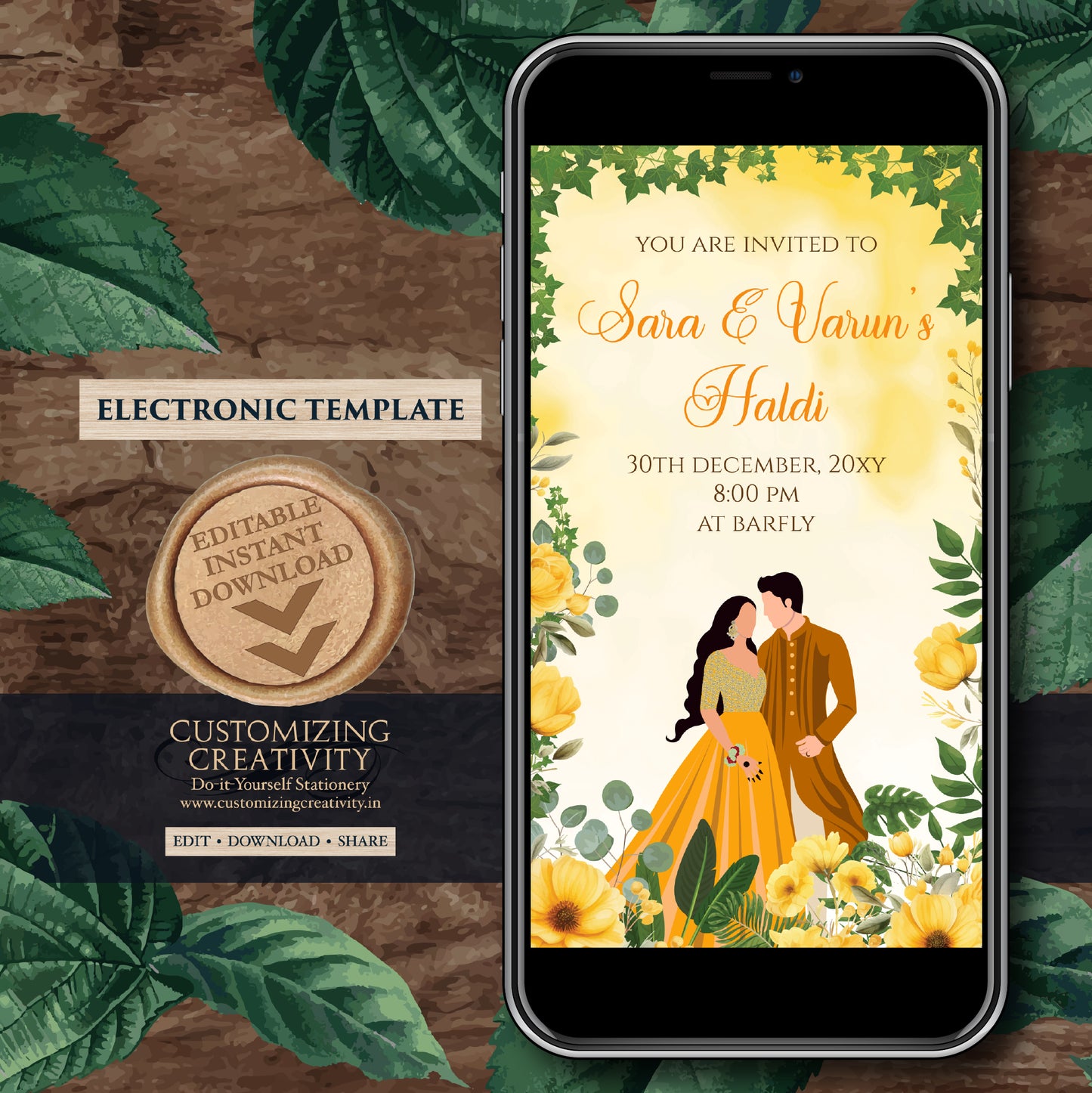 Haldi invitations Digital Haldi invites, Mayoun invitations & Mehndi invitations, Digital Mayoun invites as Dholki invitations Mehndi invite