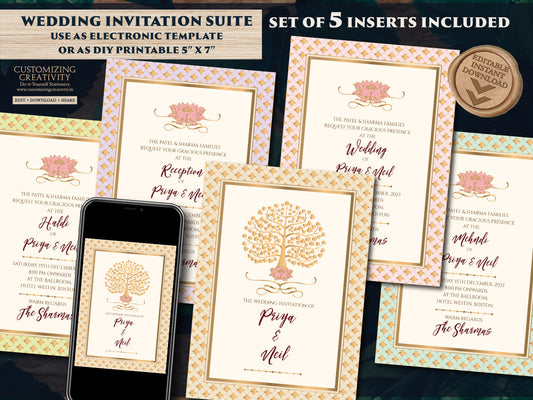 Indian Wedding Digital Invitation as Indian Wedding invitation card Hindu, Indian invite template & Indian invite, Hindu Wedding card Indian