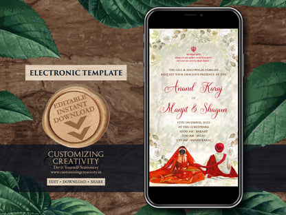 Punjabi invitations as Punjabi Wedding card, Sikh invitation, Anand Karaj invites & Sikh invites, Sikh Wedding cards as Sikh wedding invites