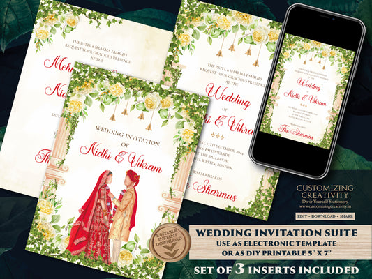 Hindu wedding invitation & Indian Wedding invite, Hindu Wedding cards as Hindu invitation, Indian wedding card as Hindu Wedding invite