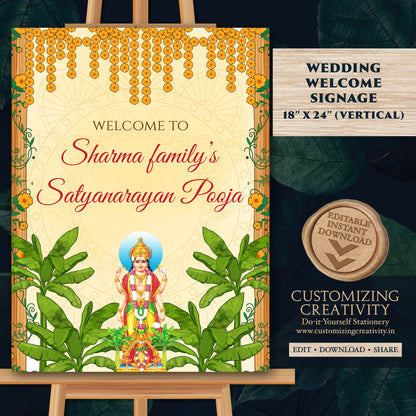 Satyanarayan Puja Indian pooja welcome signs, Satyanarayan Pooja Welcome sign Indian welcome signs, Indian puja signs Satyanarayan katha
