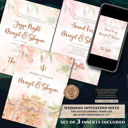 Punjabi Shaadi card Sikh Wedding invitation, Sikh wedding card & Punjabi Wedding invitation, Indian wedding invitation Sikh wedding invite