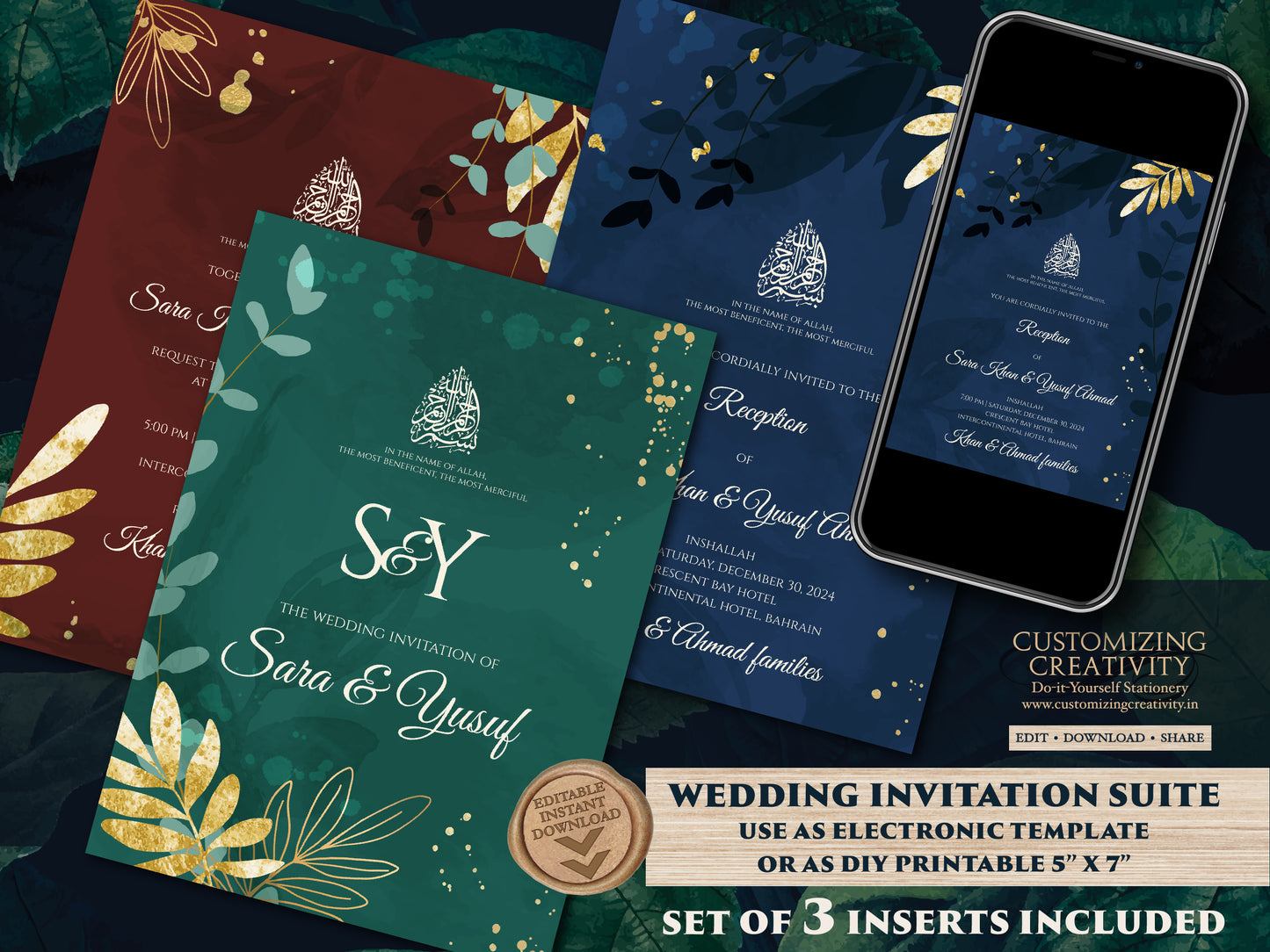 Nikkah invitation Pakistani Wedding invite Muslim, Digital Nikkah cards & Muslim Wedding Invitation Islamic, Muslim wedding cards Islamic