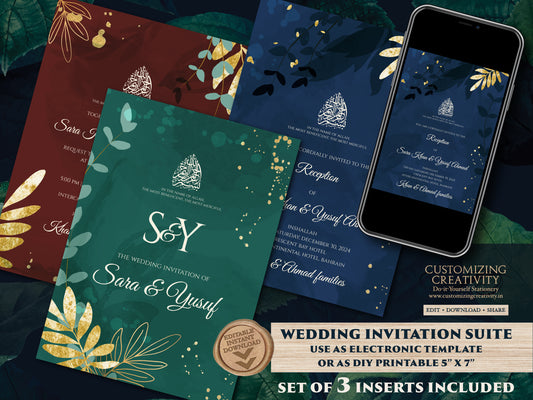 Nikkah invitation Pakistani Wedding invite Muslim, Digital Nikkah cards & Muslim Wedding Invitation Islamic, Muslim wedding cards Islamic