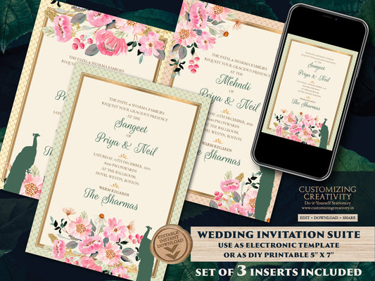 Hindu invite Peacock as Peacock invitation cards Hindu wedding, Indian Invitations as Wedding Invitation as Indian Peacock Wedding invites