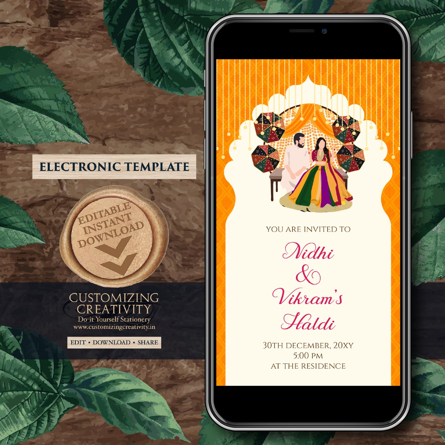 Digital Haldi invitations Haldi invites, Mayoun invitations & Mehndi invitations, Digital Mayoun invites as Dholki invitations Mehndi invite