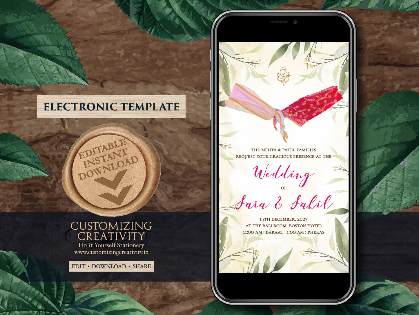 Digital Indian Wedding cards as Digital Wedding invitations Hindu cards, Digital Indian Wedding invites & Digital Hindu wedding invitations
