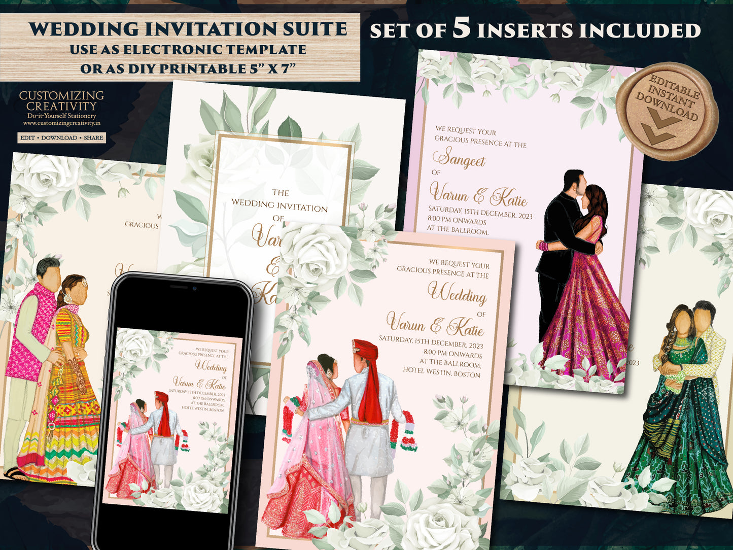 Indian wedding card as Indian Wedding invite, Indian wedding invitation Wedding invite Indian, Hindu invitation & Hindu Wedding Invitation