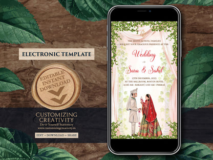 Indian Wedding invitations & Indian invitations, Digital Indian Wedding invites as Hindu Wedding invitations, Digital Hindu wedding invites