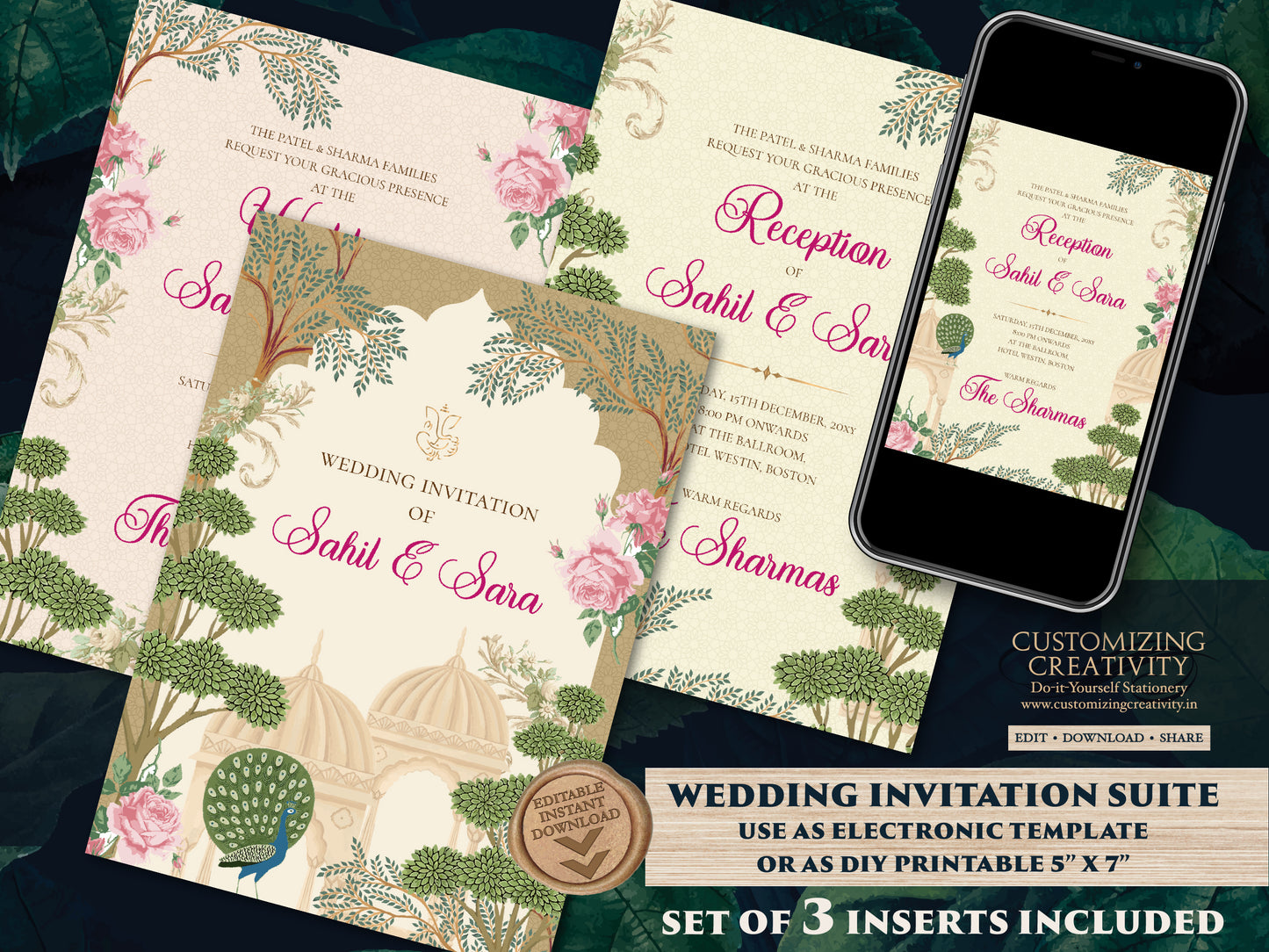Digital Hindu Wedding cards & Indian wedding invitation, Indian wedding card as Hindu Wedding invite, Hindu Wedding Invitation Indian invite