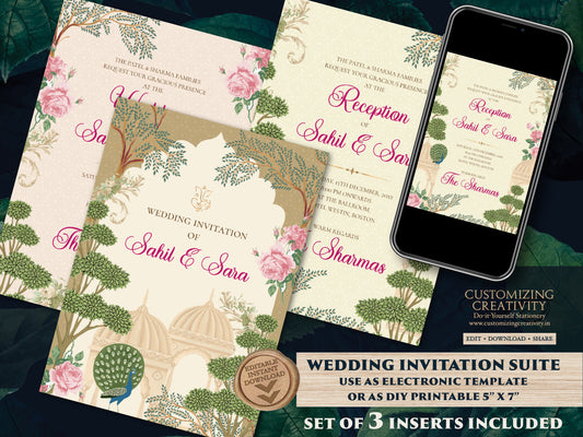 Digital Hindu Wedding cards & Indian wedding invitation, Indian wedding card as Hindu Wedding invite, Hindu Wedding Invitation Indian invite