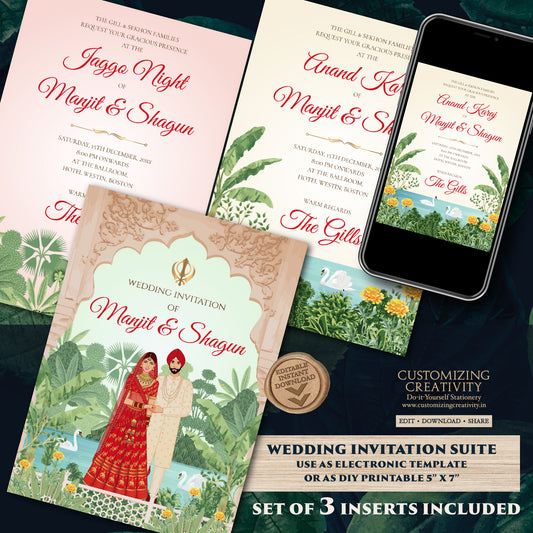 Sikh Wedding invitation Punjabi wedding card, Sikh wedding card & Punjabi Wedding invitation, Indian wedding invitation Sikh wedding invite