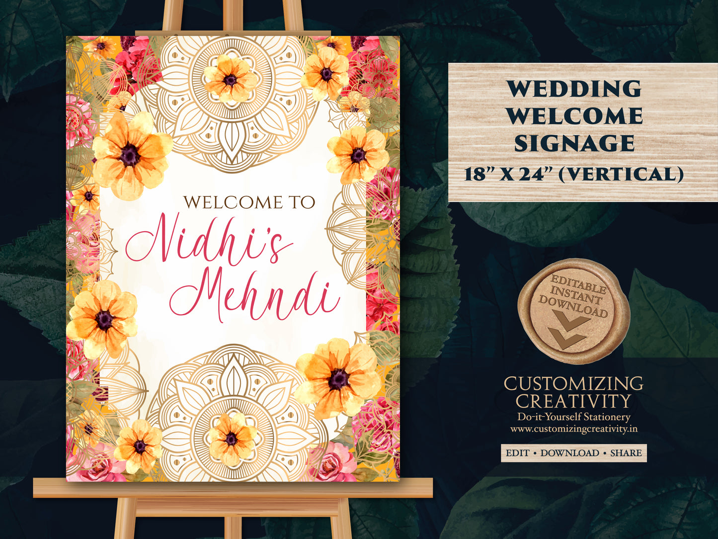 Mehendi decor sign as Mehendi signs, Mendhi Welcome signs, Mehndi Welcome signs & Mendhi decor sign, Mehndi Decor Signs as Mehndi poster