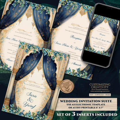 Muslim wedding Invites Digital Nikkah invitations, Digital Islamic Wedding Invitations & Muslim wedding cards as Digital Nikkah invites