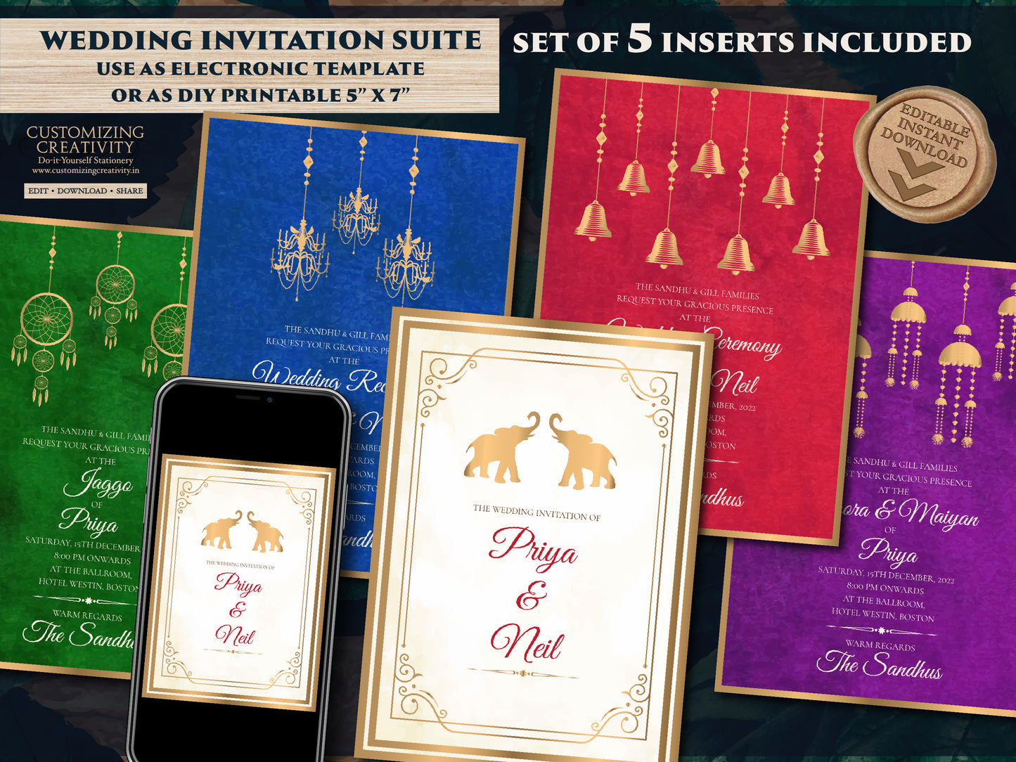 Hindu invitations Indian Wedding card Hindu & Hindu Wedding Digital Invite, Indian Wedding invitation cards Hindu as Hindu invite templates